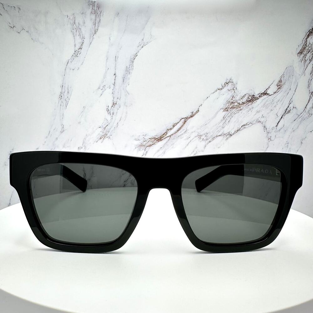 NEW PRADA Sunglasses Black Square Rectangle Gray Lens w/ Box & Case Authentic - Picture 3 of 16